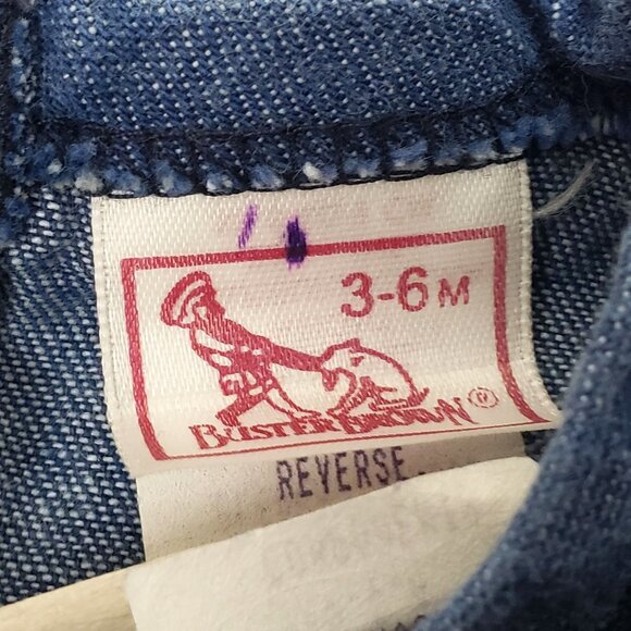 Buster Brown Girls Vintage Denim Romper Tapestry Vest Baby Size 3-6 Months - Picture 7 of 11
